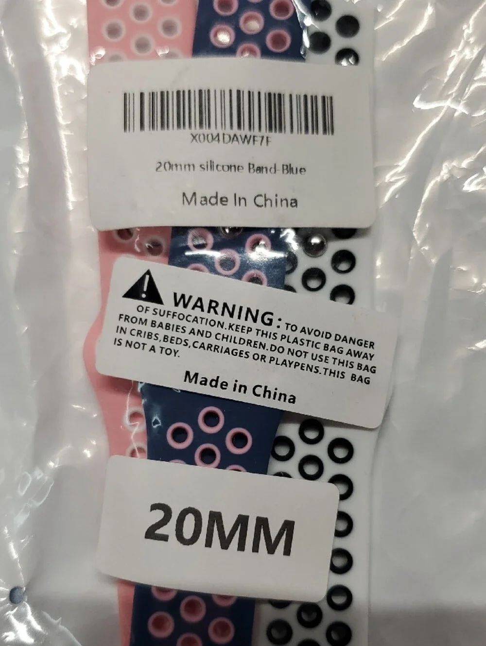 20mm Silicone Sport Watch Bands - Pink, Blue, White